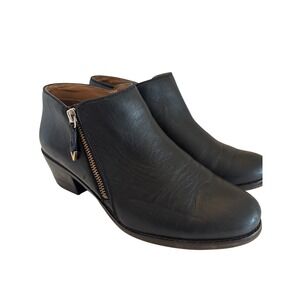 Vionic Jolene Black Leather Side Zip Ankle Booties Women's Size 9